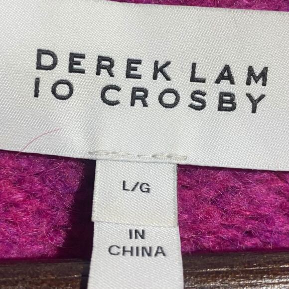 Derek Lam 10 Crosby - Locken Puff Sleeve Alpaca Blend Sweater in Fuchsia - Large - Picture 6 of 10